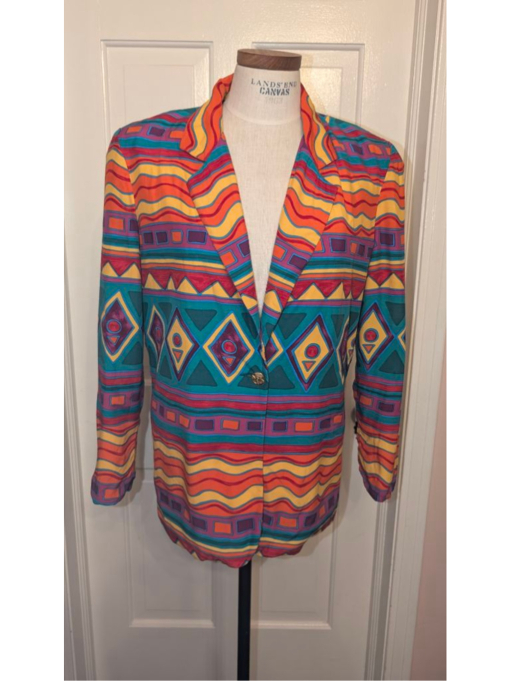 vintage 80's Jordana Colorful Geometric Blazer L